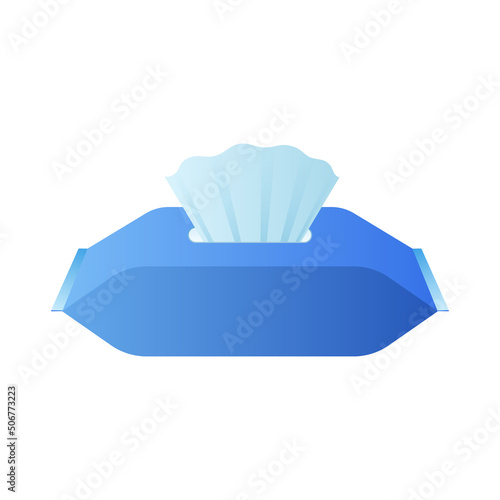 Open pack of wet wipes or tissue. Isolated on white background. Vector illustration.