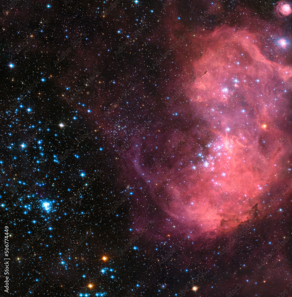 Star formation region N11 in Large Magellanic Cloud. Star cluster and nebula in constellation of Dorado. Elements of this picture furnished by ESA Star formation region N11 in Large Magellanic Cloud. Star cluster and nebula in constellation of Dorado. Elements of this picture furnished by ESA
