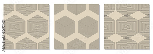 Trendy minimalist seamless patterns with abstract creative geometric composition