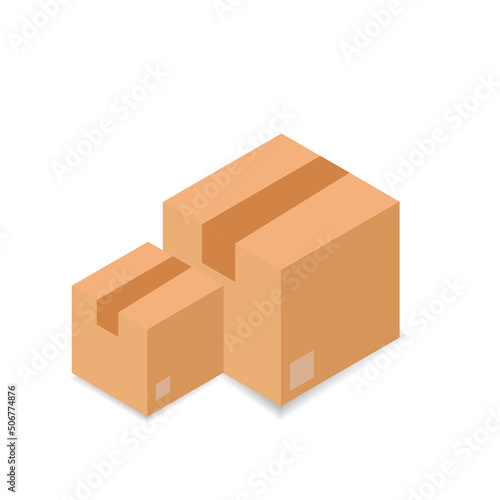 Cardboard box. Delivery and packaging. Transport, delivery. Flat style.