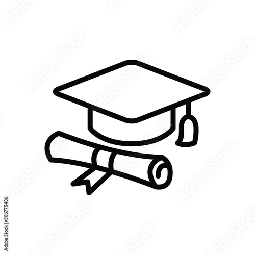 Graduation mortarboard icon vector graphic illustration