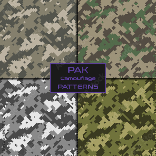 Pack Seamless pixel pattern disguise military
