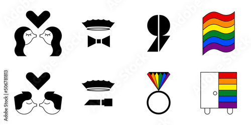 LGBTQ pictograms set vector illustration.