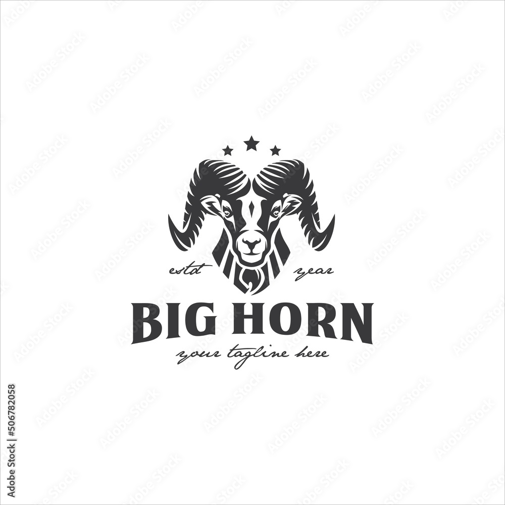 Big Horn Sheep Goat Logo Design Vector Image