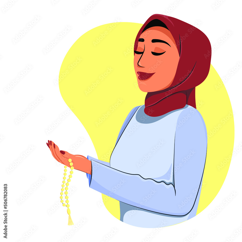 cartoon person praying islam