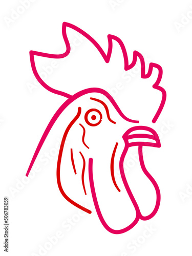 Wallpaper Mural Chicken rooster symbol. Cock head line icon. Farm animal linear drawn vector illustration. Torontodigital.ca
