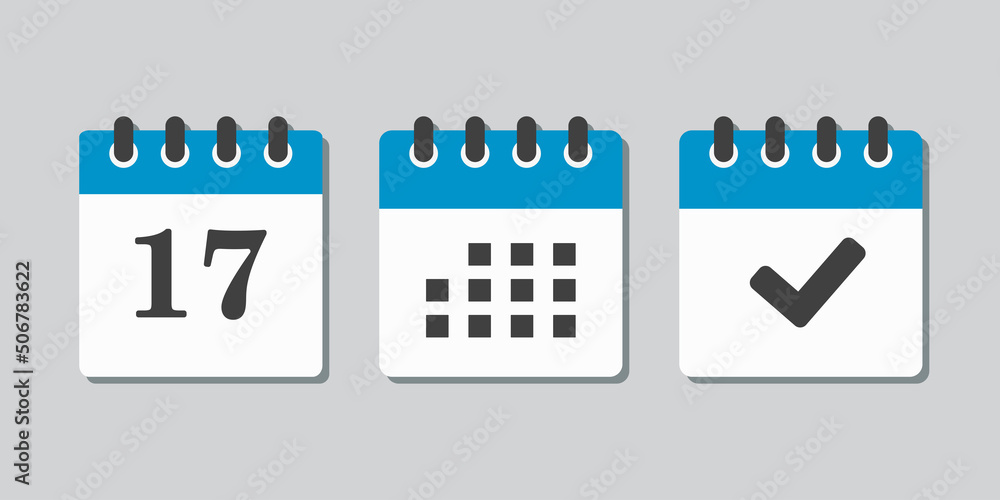 Vector icon page calendar number 17, genda, done Vector icon page calendar number 17, genda, done