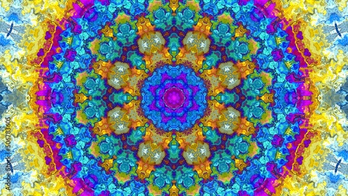 Chakra Mandala Vibrant Colours. Tie Dye Background Meditation Pattern.