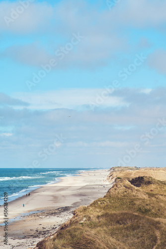 Danish North sea coast at Sondervig in summer sunlight. High quality photo