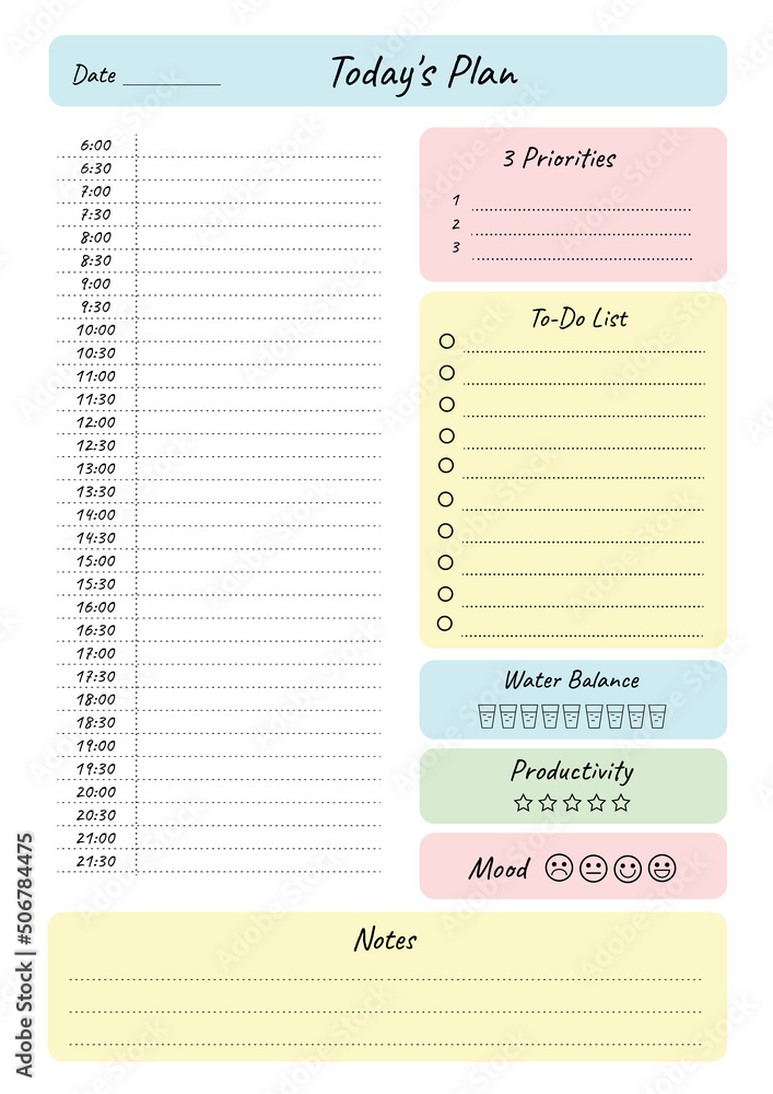 Daily budget planner. Plan your day. Blank printable vertical notebook  page. Money planner. Template for agenda, schedule, planners, checklists,  notepads, postcards and other stationery. 7588772 Vector Art at Vecteezy