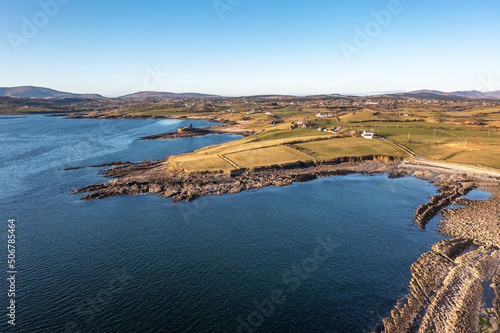 Aerial view of the amazing rocky coast at Rahan Far by Dunkineely, St Johns Point in County Donegal - Ireland.
