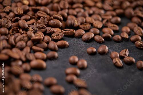 coffee beans on the wooden background
