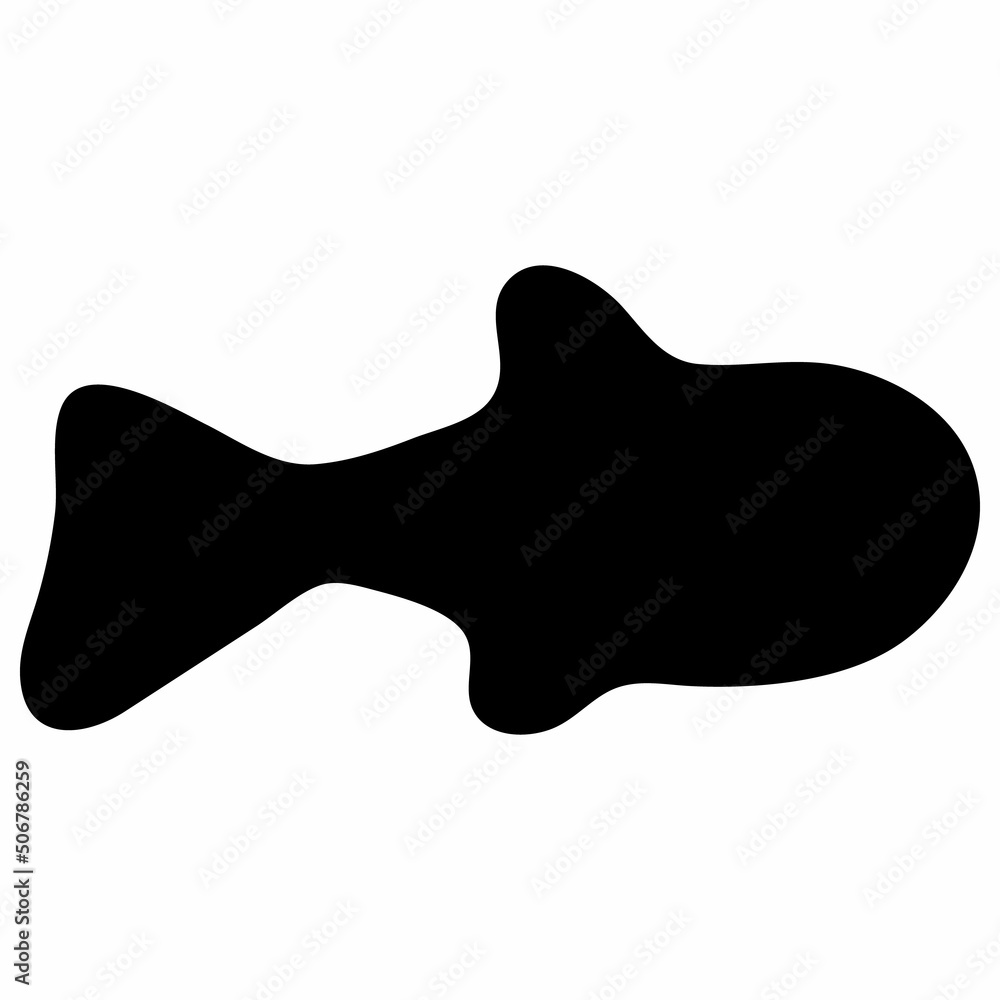Fish Black Silhouette Illustration Isolated on White Background. Fish Black Silhouette Illustration Isolated on White Background.