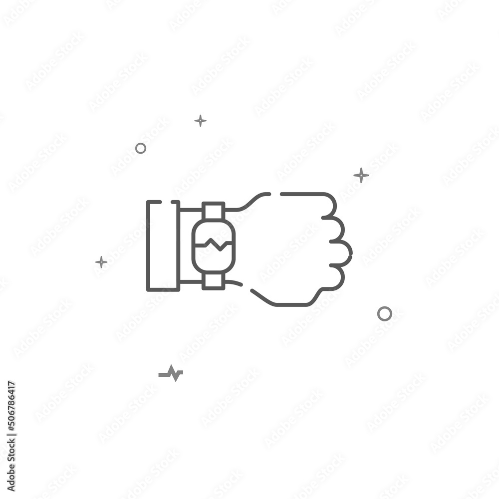 Fitness bracelet simple vector line icon. Symbol, pictogram, sign isolated on white background. Editable stroke. Adjust line weight. Fitness bracelet simple vector line icon. Symbol, pictogram, sign isolated on white background. Editable stroke. Adjust line weight.