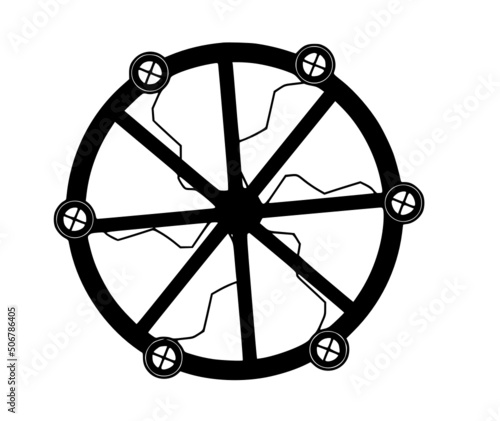 Luminaire de type roue avec suspentes pour réalisation de dessin assisté par ordinateur DAO DOE DWG 