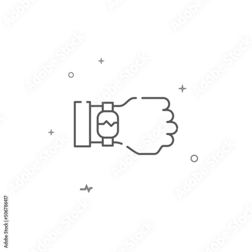 Fitness bracelet simple vector line icon. Symbol, pictogram, sign isolated on white background. Editable stroke. Adjust line weight.