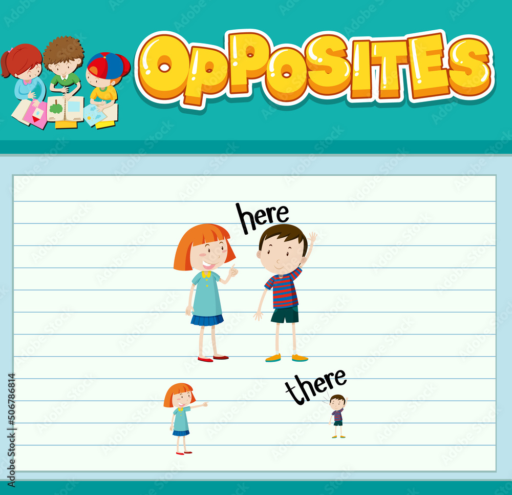 Education word card of English opposites word Education word card of English opposites word