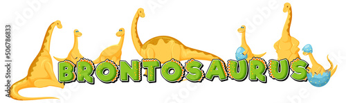 Cute brontosaurus dinosaur and baby cartoon character