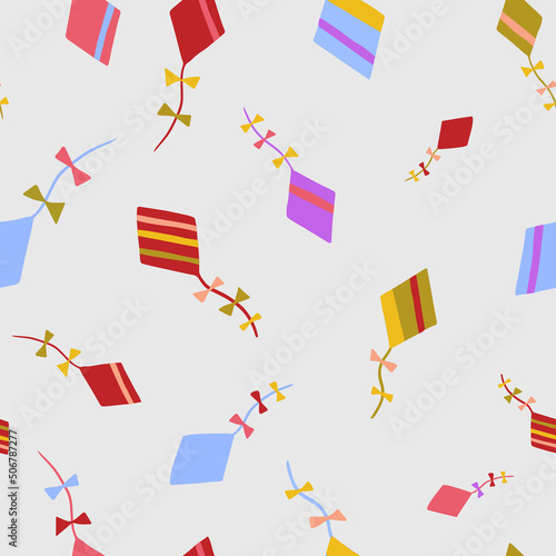 Colorful kite pattern. Vector seamless pattern, can be used for fabrics, wallpaper, web, scrapbooking, card.