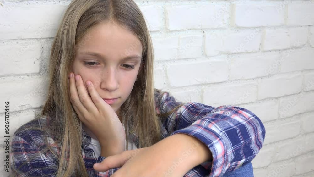 Sad Child, Young Sick Kid, Unhappy Expression of Girl, Thoughtful Abused Adolescent, Hopeless Ill Teenager Face in Depression Sad Child, Young Sick Kid, Unhappy Expression of Girl, Thoughtful Abused Adolescent, Hopeless Ill Teenager Face in Depression