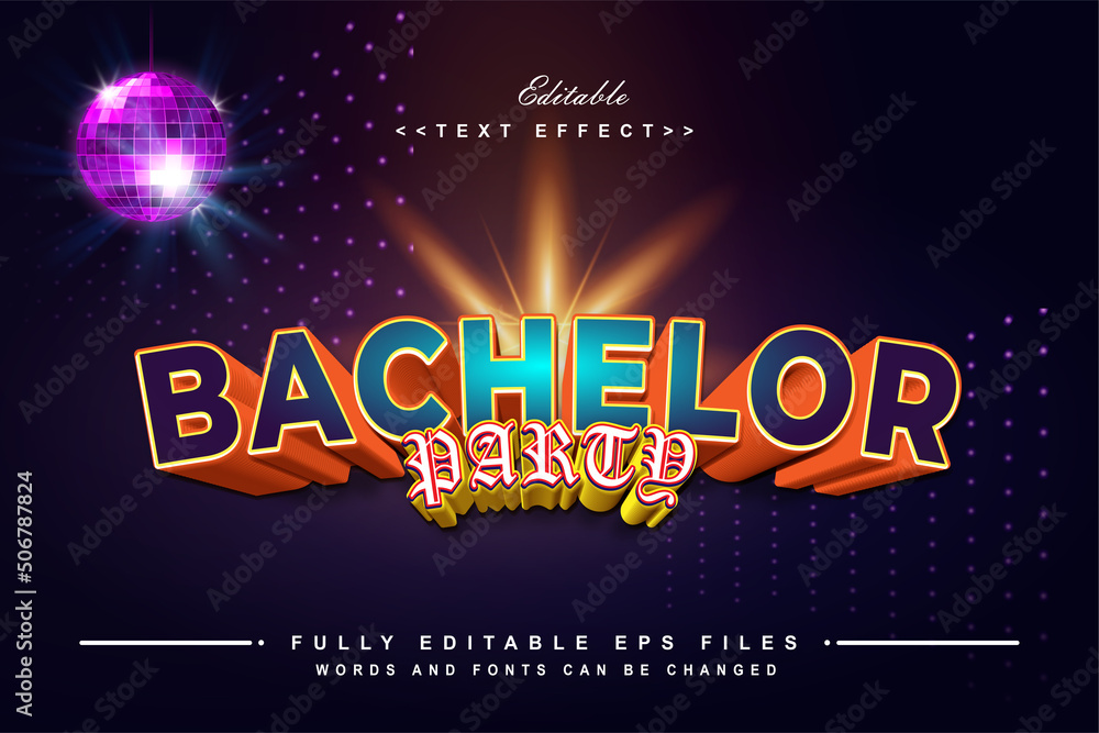 Εκτύπωση καμβά editable bachelor party text effect perfect for digital invitation tools