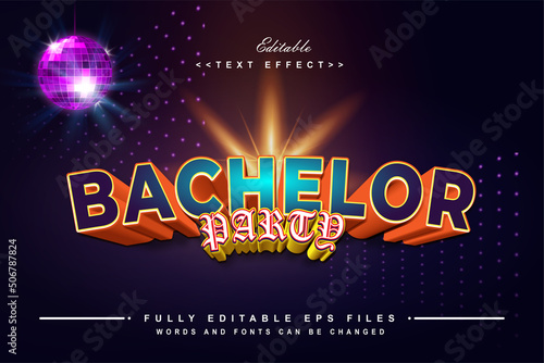 editable bachelor party text effect perfect for digital invitation tools.typhography logo