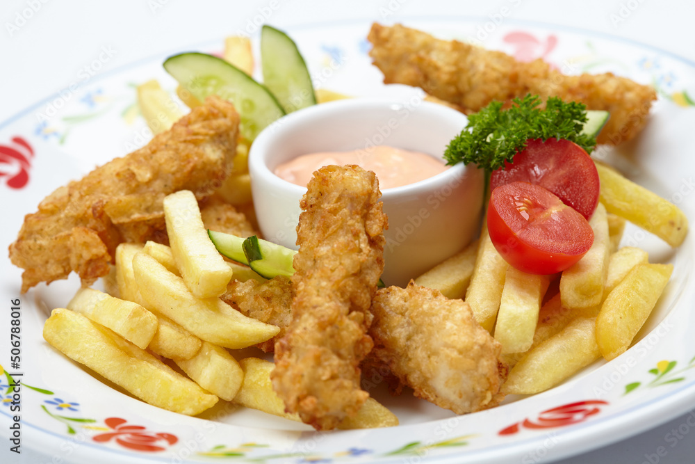 Chicken nuggets with french fries Chicken nuggets with french fries