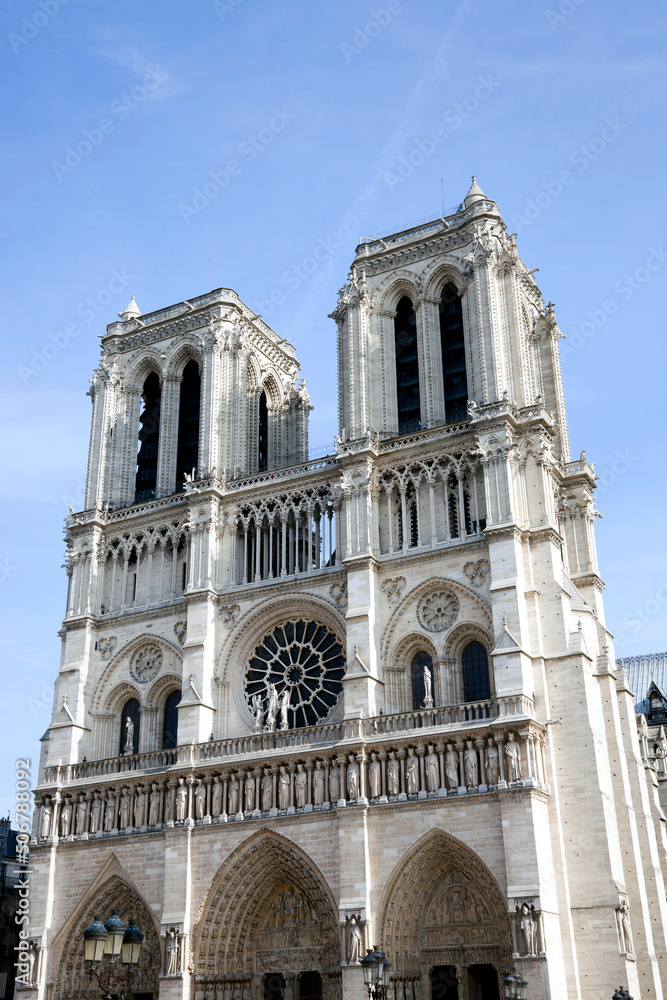 Entrance of Notre Dame de Paris in France