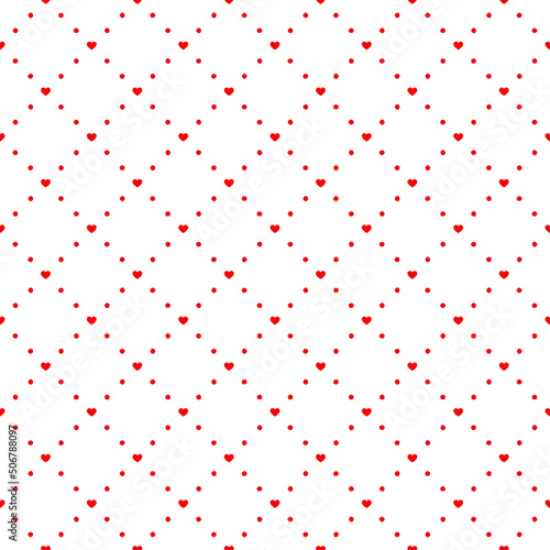Red tiny hearts with dots seamless pattern.