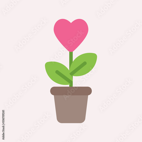 Love plant icon in flat style, use for website mobile app presentation