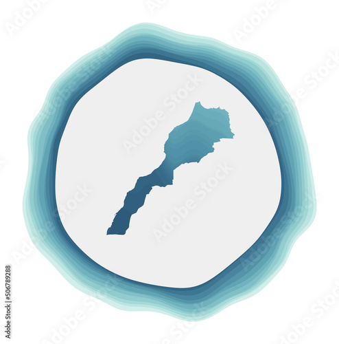 Morocco logo. Badge of the country. Layered circular sign around Morocco border shape. Neat vector illustration.