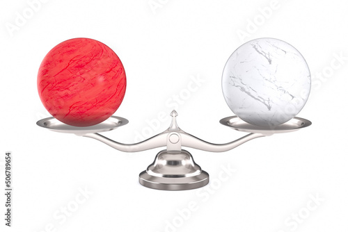 Scales with balls on white ...