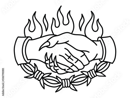 Shake hand minimalist tattoo, illustration design
