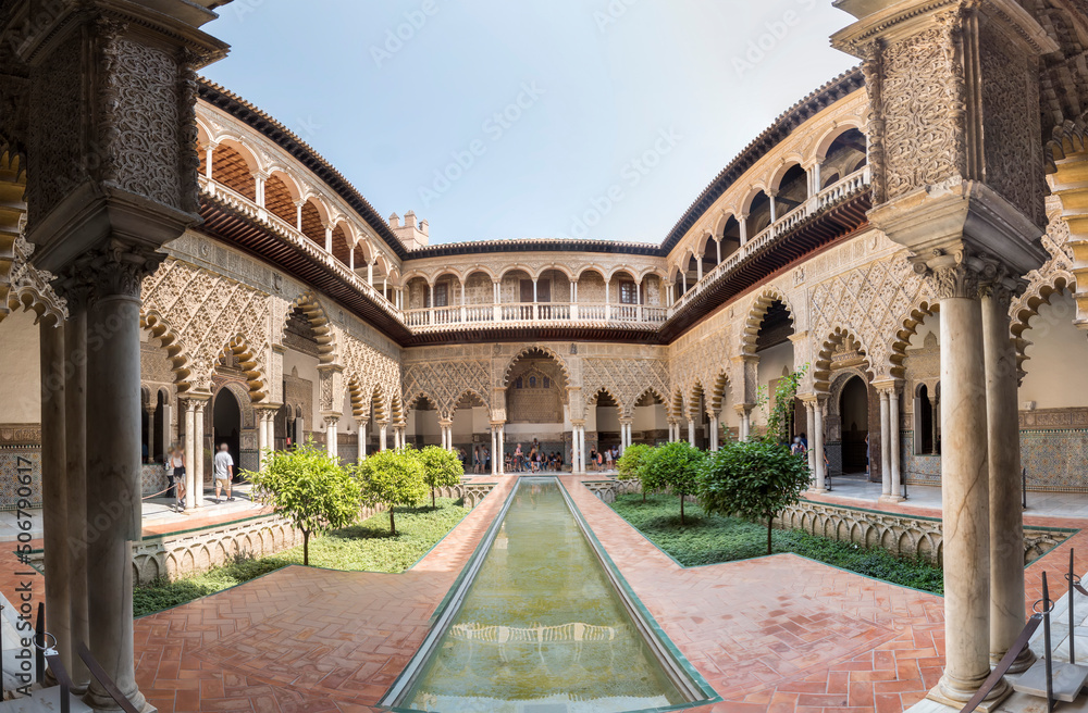 Royal Alcázar of Seville, a walled palatial complex built in different historical stages