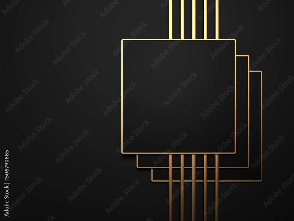 Modern abstract realistic paper with gold lines. Premium gradient geometric elements