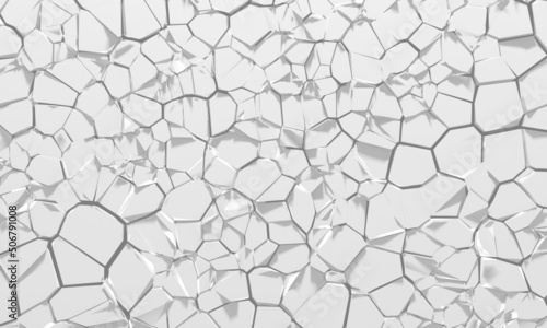 White cracked stone wall background © VERSUSstudio