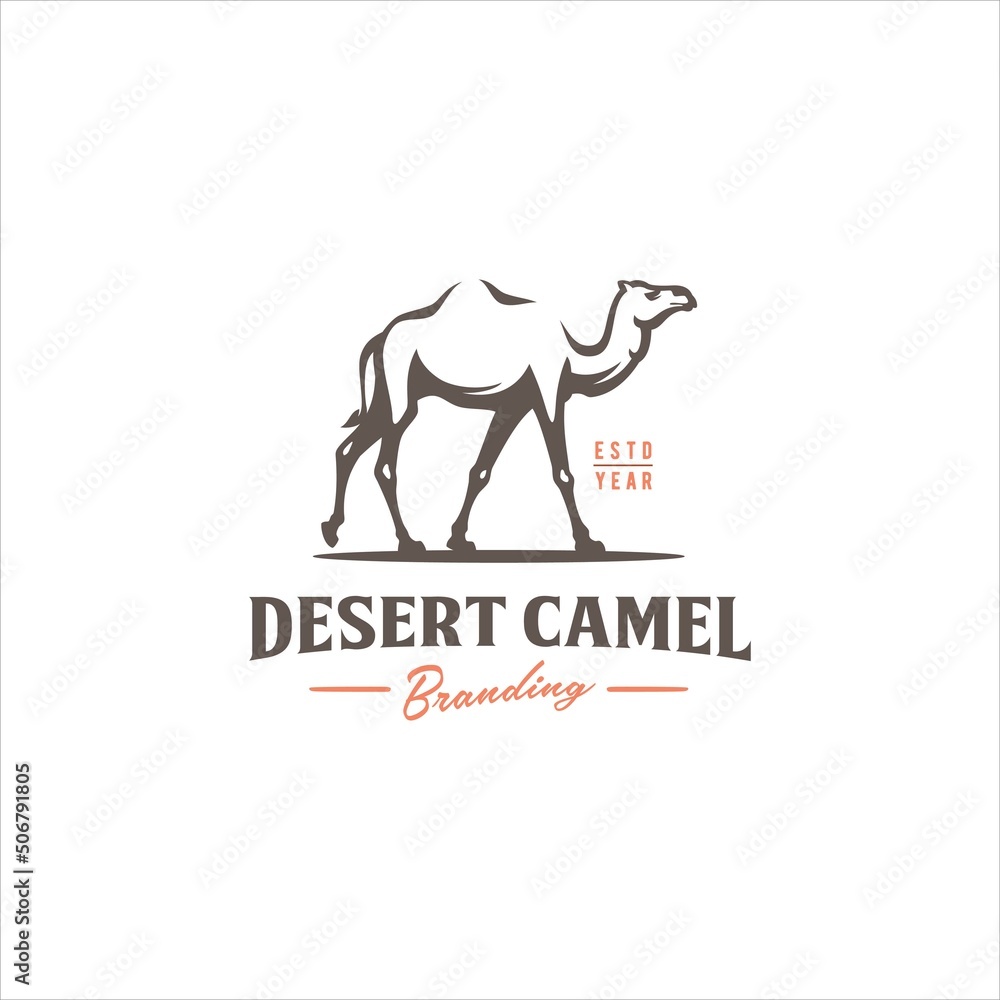 Camel and Desert Logo Design Vector Image Camel and Desert Logo Design Vector Image