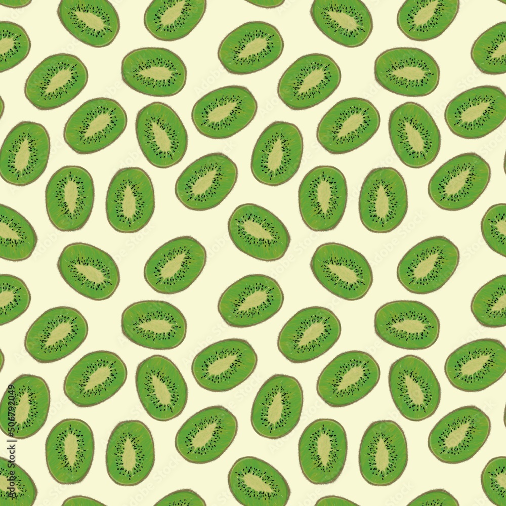 Seamless pattern with kiwi slices. Seamless pattern with kiwi slices.