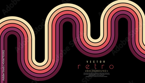 Vintage color backgrounds from the 70s. Abstract vintage stripe colorful rainbow. 1970s color wallpaper. Vector illustration. 
