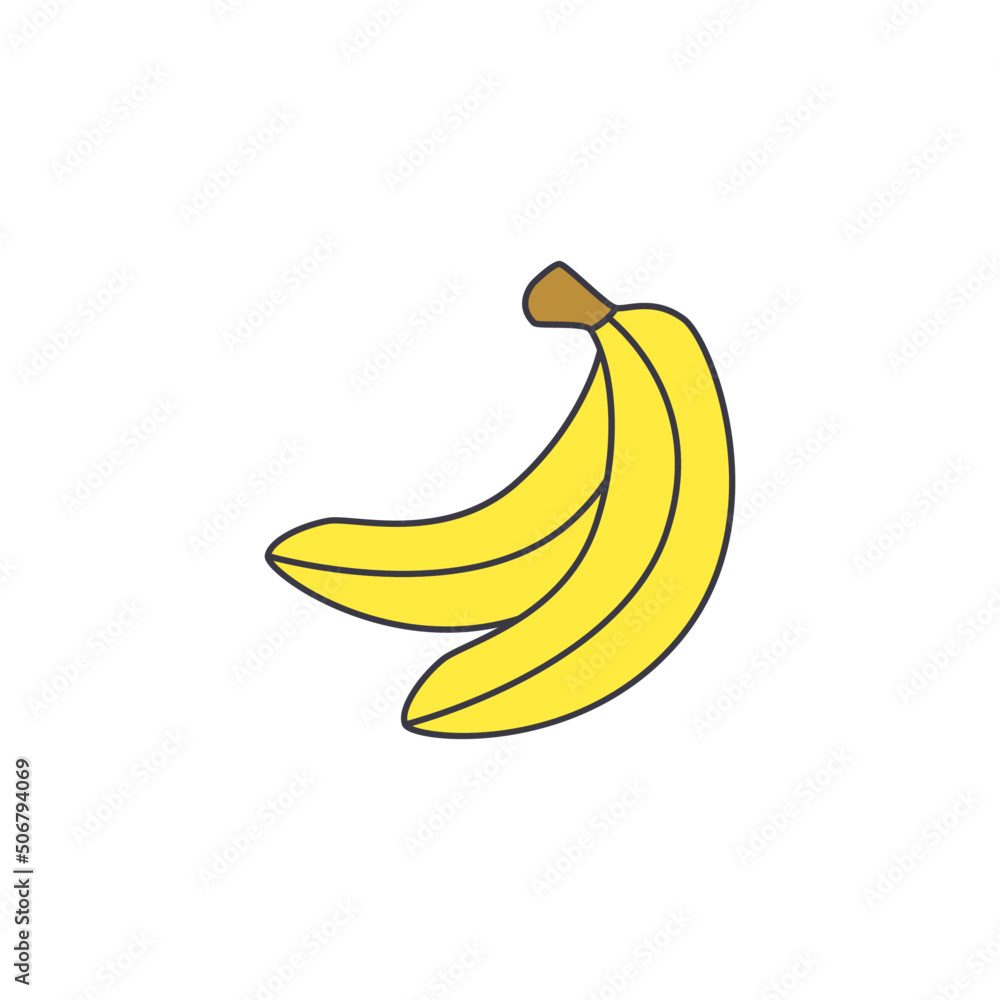 Banana icon in color, isolated on white background 