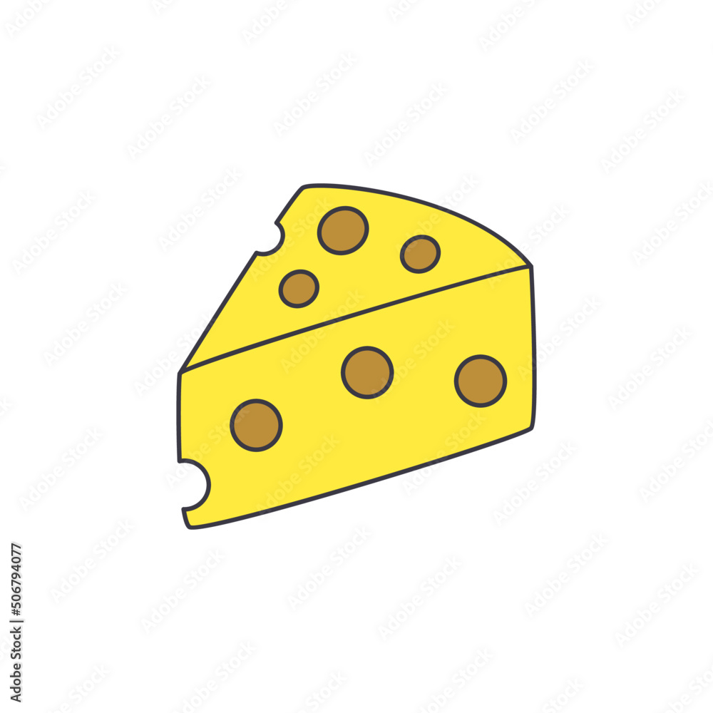 Cheese icon in color, isolated on white background Cheese icon in color, isolated on white background