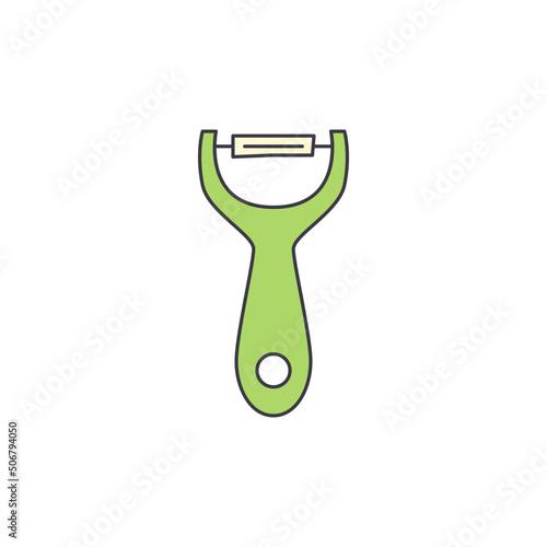 Kitchen peeler icon in color, isolated on white background 