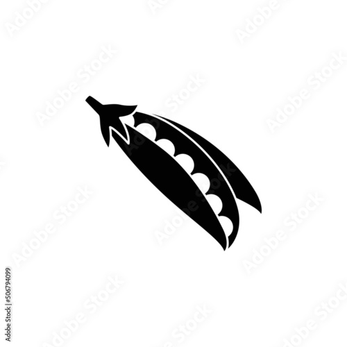 Beans, green peas icon in black flat glyph, filled style isolated on white background