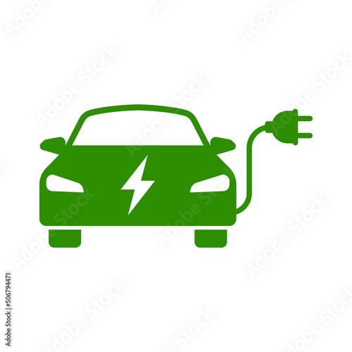 green electric car icon design vector