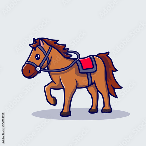 Horse Racing Cartoon Vector Icon Illustration. Animal Sport Icon Concept Isolated Premium Vector. Flat Cartoon Style