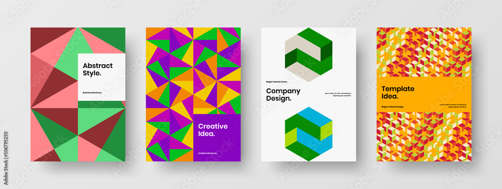 Creative mosaic pattern cover layout set. Original banner vector design illustration composition.