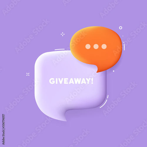Giveaway. Speech bubble with Giveaway text. Business concept. 3d illustration. Pop art style. Vector line icon for Business and Advertising
