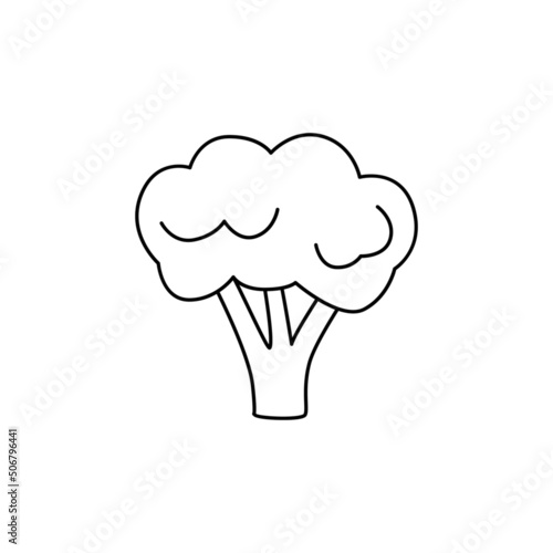 Cauliflower vegetable in line style icon, isolated on white background