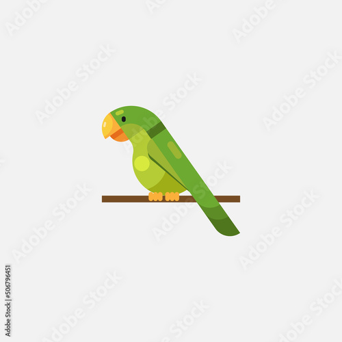 Green Parrot vector illustration, valnisti parrot, green bird flat icon