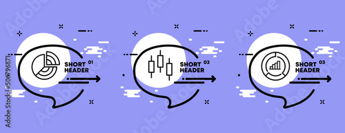Statistical data set icon. Statistics, pie chart, bar, survey, information, research. Bussiness concept. Infographic timeline with icons and 3 steps. Vector line icon for Business and Advertising